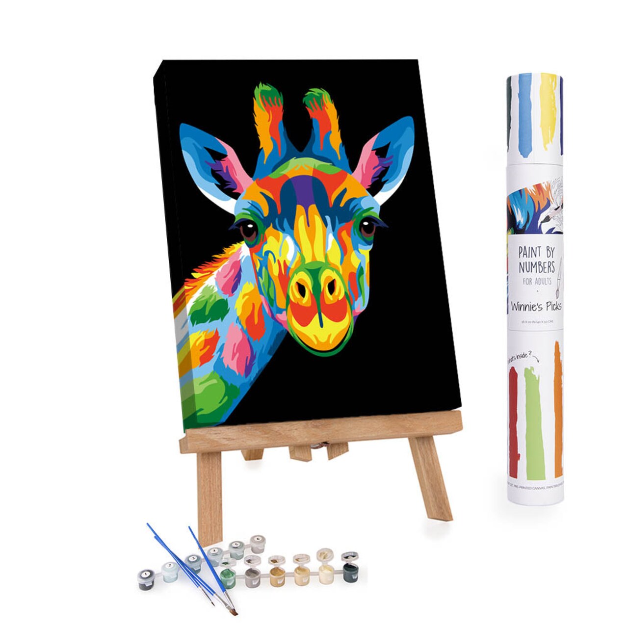 Vibrant Safari: Colorful Giraffe - Paint by Numbers - 16x20in